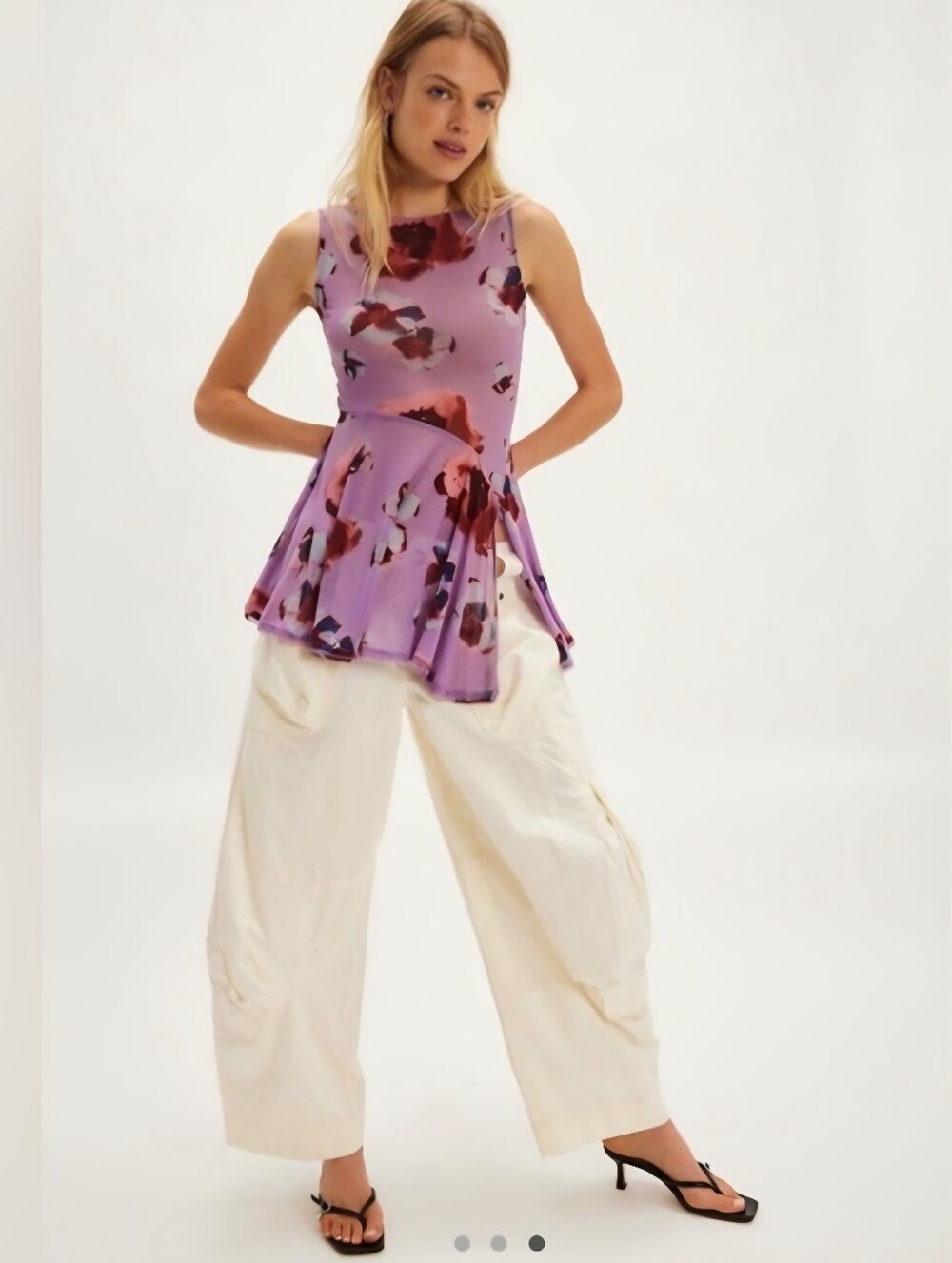 Free People Lavender Floral Peplum Mini Dress - Picture 2 of 8